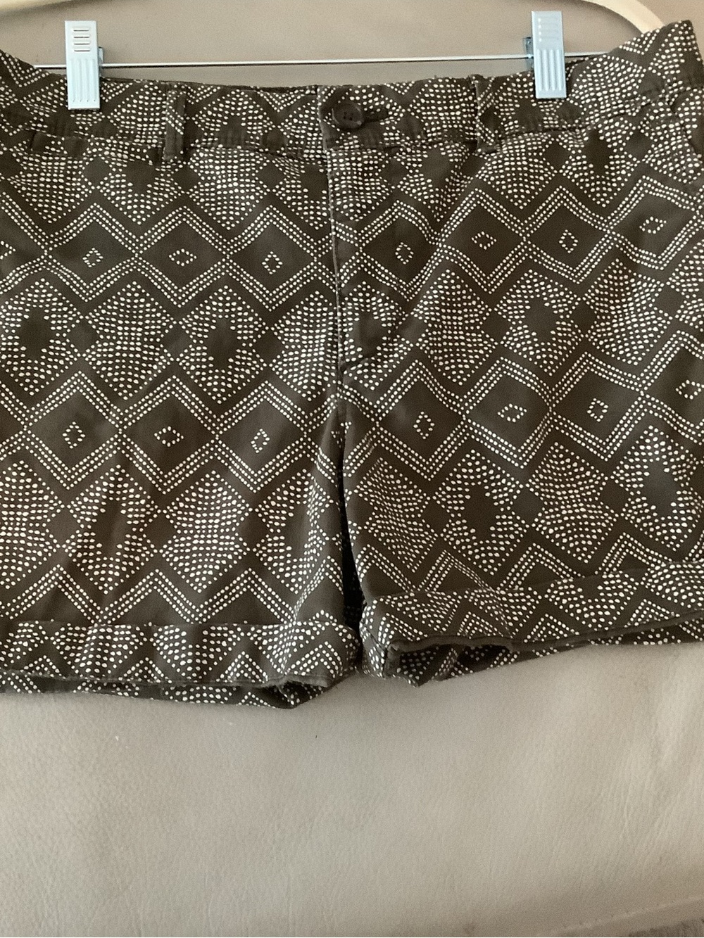 Banana Republic Olive Geometric Print Bermuda Shorts